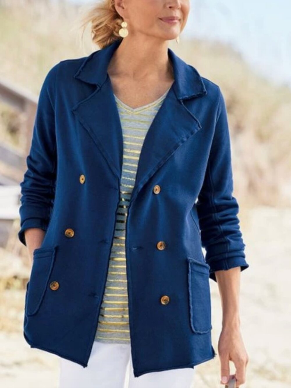 Soft Surroundings NEW Navy Glennette French Terry Jacket XL Layering heritage